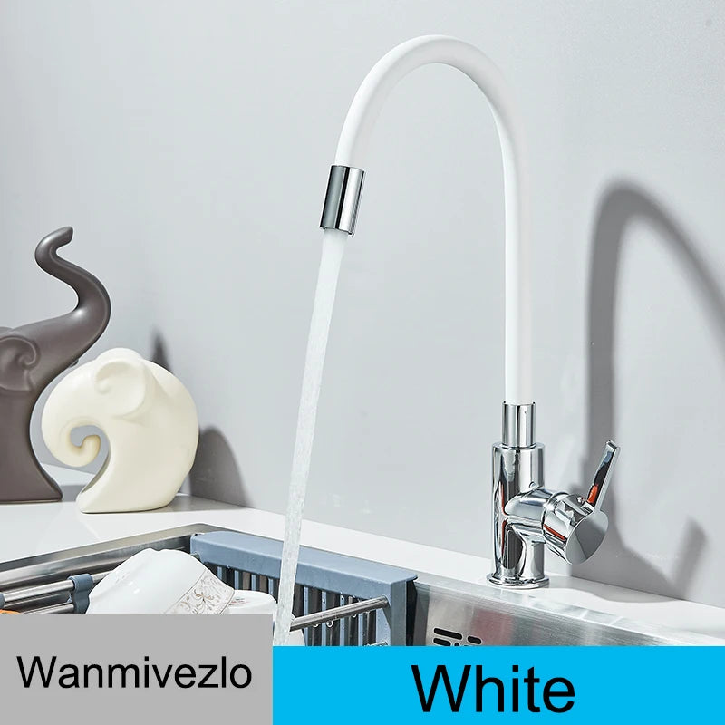 Wanmivezlo Kitchen Sink Faucet Flexible Water Pipe 360° Rotation Single Handle Deck Mount Cold Hot Water Mixer Water Tap