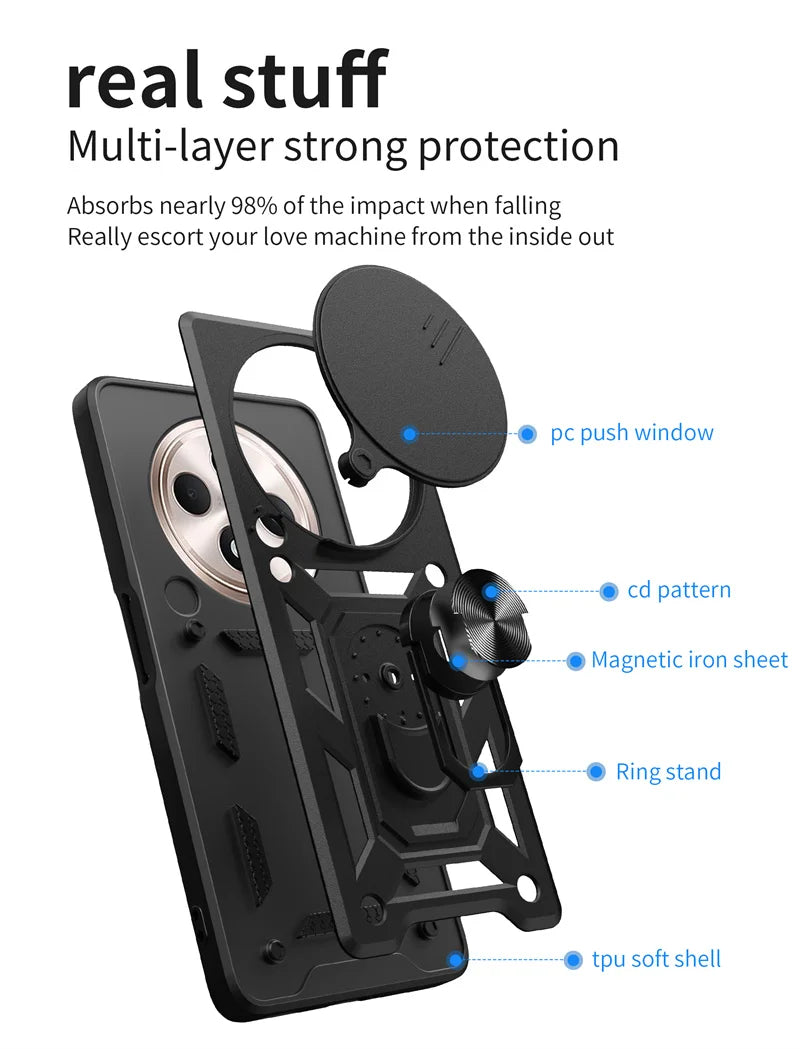 Reno12F 5G Case Matel Ring Armor Phone Case For Oppo Reno12 F 5G Magnetic Stand Holder Cover On Opo Orro Reno 12F 12 F F12 5G