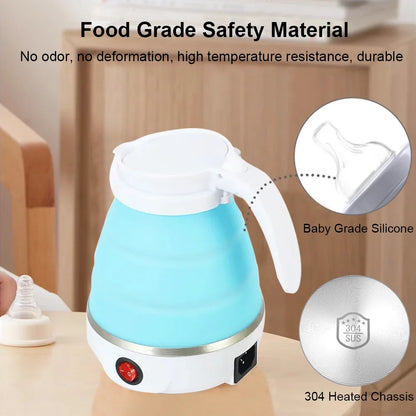 Electric Kettle Folding Electric Port Portable Travel Camping Kettle 600ML Electric Water Heater Portable Foldable Kettle Port