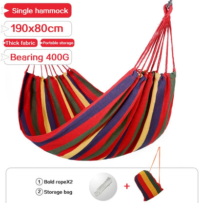 Camping Hammock Thickened Durable Fabric Canvas Single Hammocks Travel Swing Chair Hanging Bed Double Outdoor Hammock with Bag