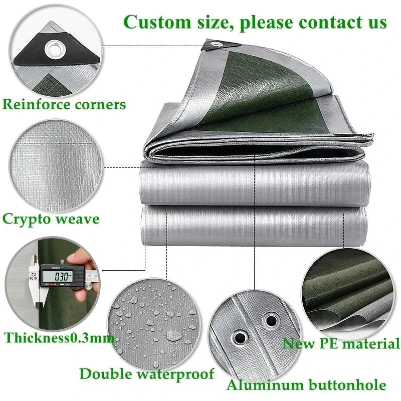 0.32mm PE tarpaulin rain cloth outdoor garden plant shed boat car truck awning waterproof shade sail pet dog roof cover 2x2m3x5m