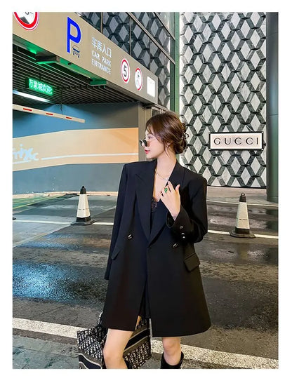 Black Embroidered Blazer Women's Spring Autumn New Korean Version Loose Niche Design Casual Temperament Suit Comfortable 2025