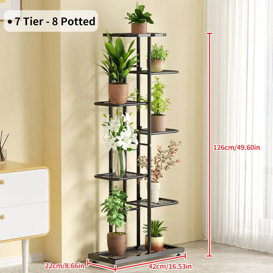 Cordlal Shining Stand For Flowers Iron 6/7/8Layers Plant Holder Storage Shelf Pot Rack Organizer Home Garden Decoration