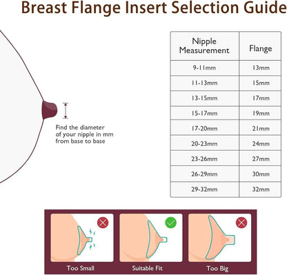 Flange Inserts 13/15/17/19/21mm,Compatible with S9/S10/S12 etc 24mm Wearable Breast Pump,Breast Pump Flange Insert