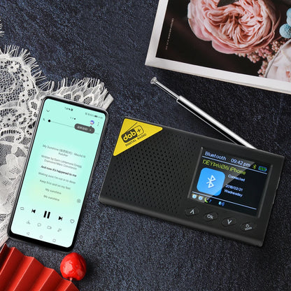 Digital DAB & FM Radio with BT Portable Digital Radio Rechargeable Wireless DAB+FM Receiver with Stereo Speaker Sound System