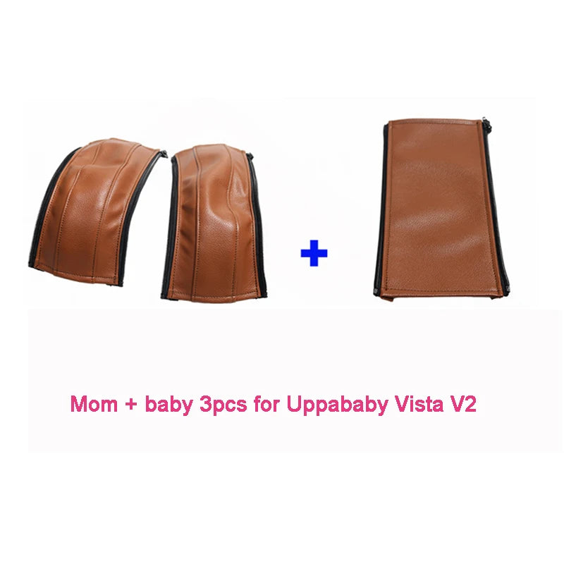 Baby Stroller Leather Armrest Cover For Uppababy Vista V1 & V2 Handle Bumper Sleeve Case Bar Protective Covers Pram Accessories