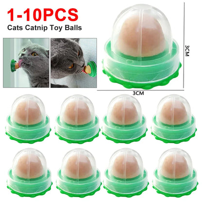 10pcs Catnip Toy Catnip Balls Wall Ball Toys Licking Snacks Healthy Nutrition Ball Teeth Cleaning Catnip Toy Snack Pet Supplies