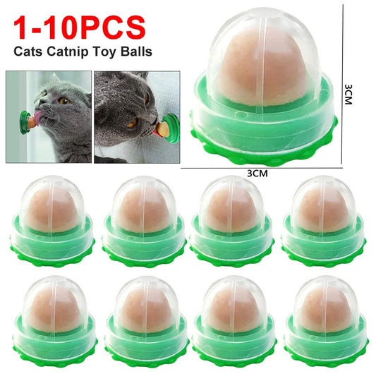 10pcs Catnip Toy Catnip Balls Wall Ball Toys Licking Snacks Healthy Nutrition Ball Teeth Cleaning Catnip Toy Snack Pet Supplies