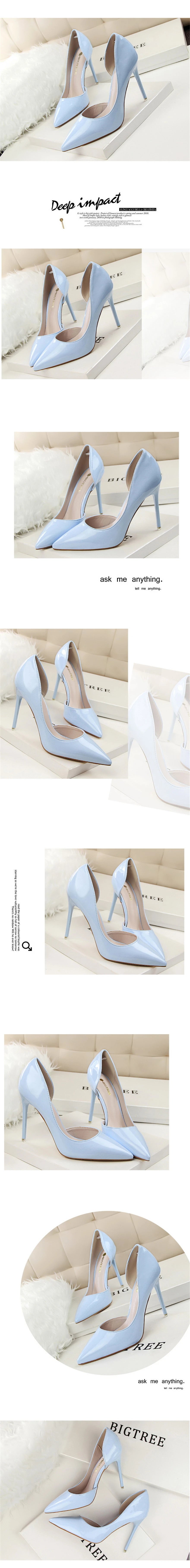 BIGTREE Shoes New Patent Leather Woman Pumps Pointed Stiletto Fashion Women Work Shoes Sexy Cut-Outs High Heel Shoe Ladies Party