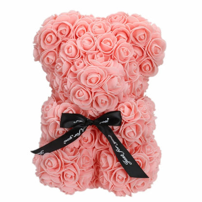 Romantic Valentine's DayCreative Eternal Flower Rose Bear Christmas Gift Rose Bear Hug Bear Wedding  Flower Decoration Gift