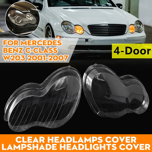 Car Headlight Lens Cover For Mercedes Benz C-Class W203 4Door C180 C200 C230 C260 2001-2007 Headlamp Cover Transparent Lampshade