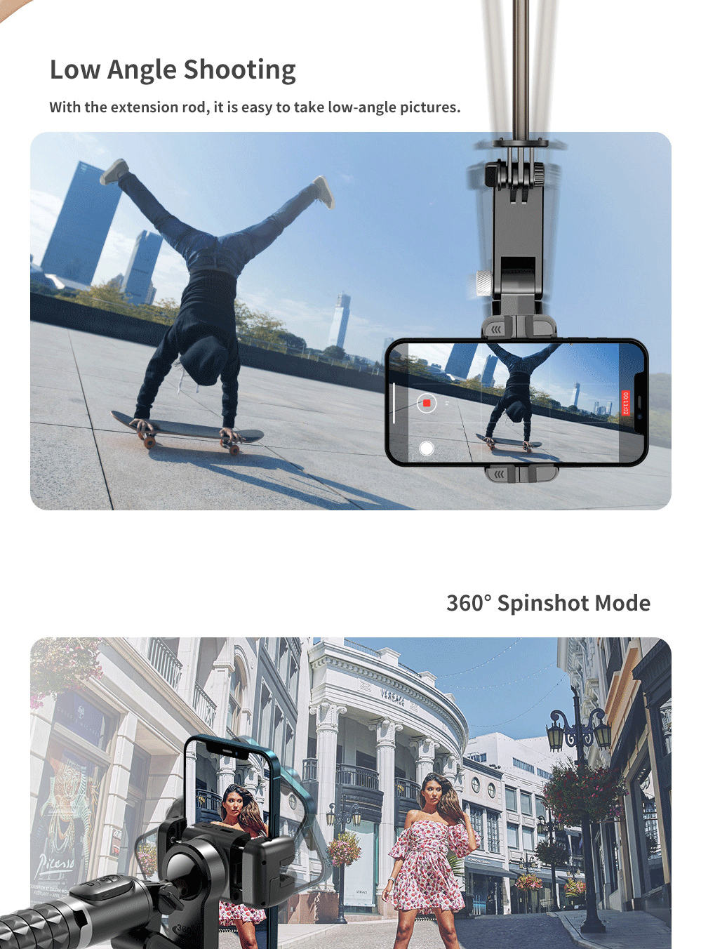 360 Rotation Following shooting Mode Gimbal Stabilizer Selfie Stick Tripod gimbal For iPhone Phone Smartphone live photography