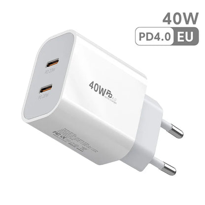 40W USB C Charger Dual Type C PD Fast Charging Charger Wall Adapter For iPhone 15 iPad Samsung Xiaomi 10A USB C Charging Cable