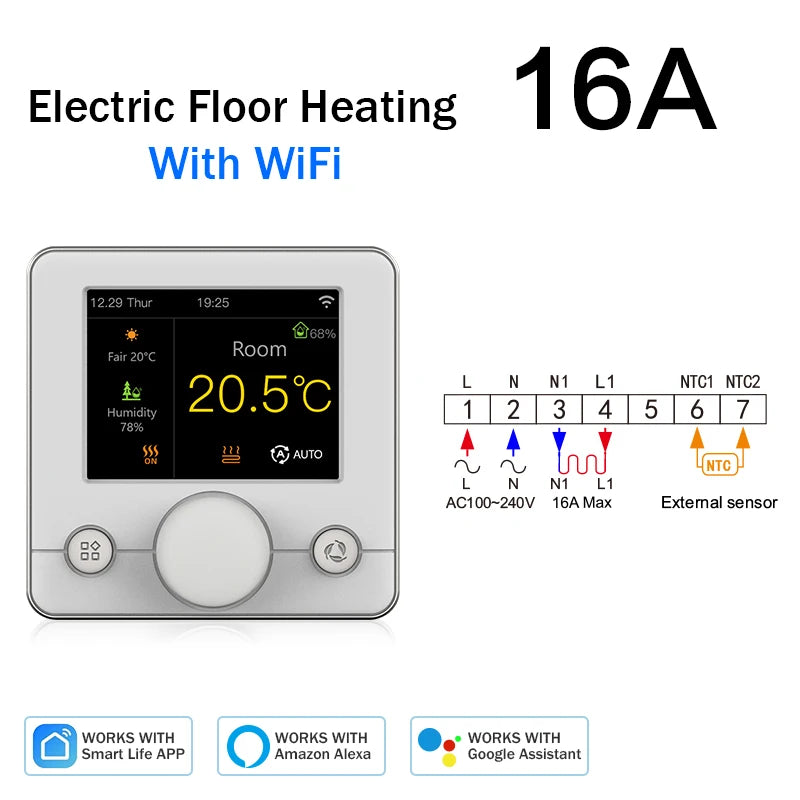 Tuya Wifi Thermostat Smart Thermostat Gas Boiler Water Floor Heating Termostato Digital Temperature Controller Smart Life Alexa