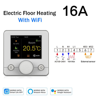 Tuya Wifi Thermostat Smart Thermostat Gas Boiler Water Floor Heating Termostato Digital Temperature Controller Smart Life Alexa