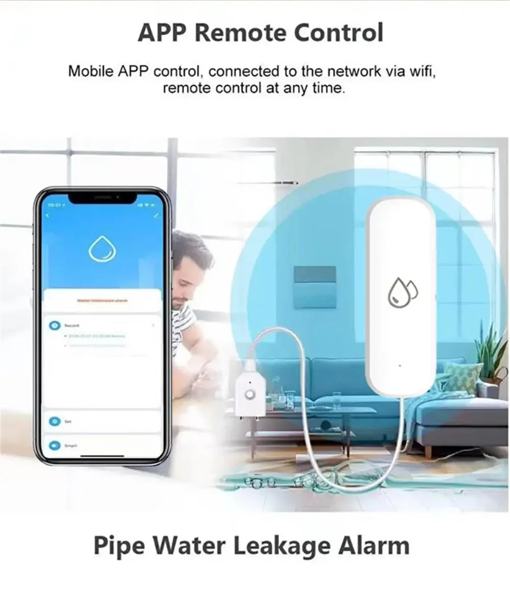 Tuya WiFi Water Sensor Leakage Alarm Flood Leak Detector Smart Home APP Remote Control Smart Home Security Protection