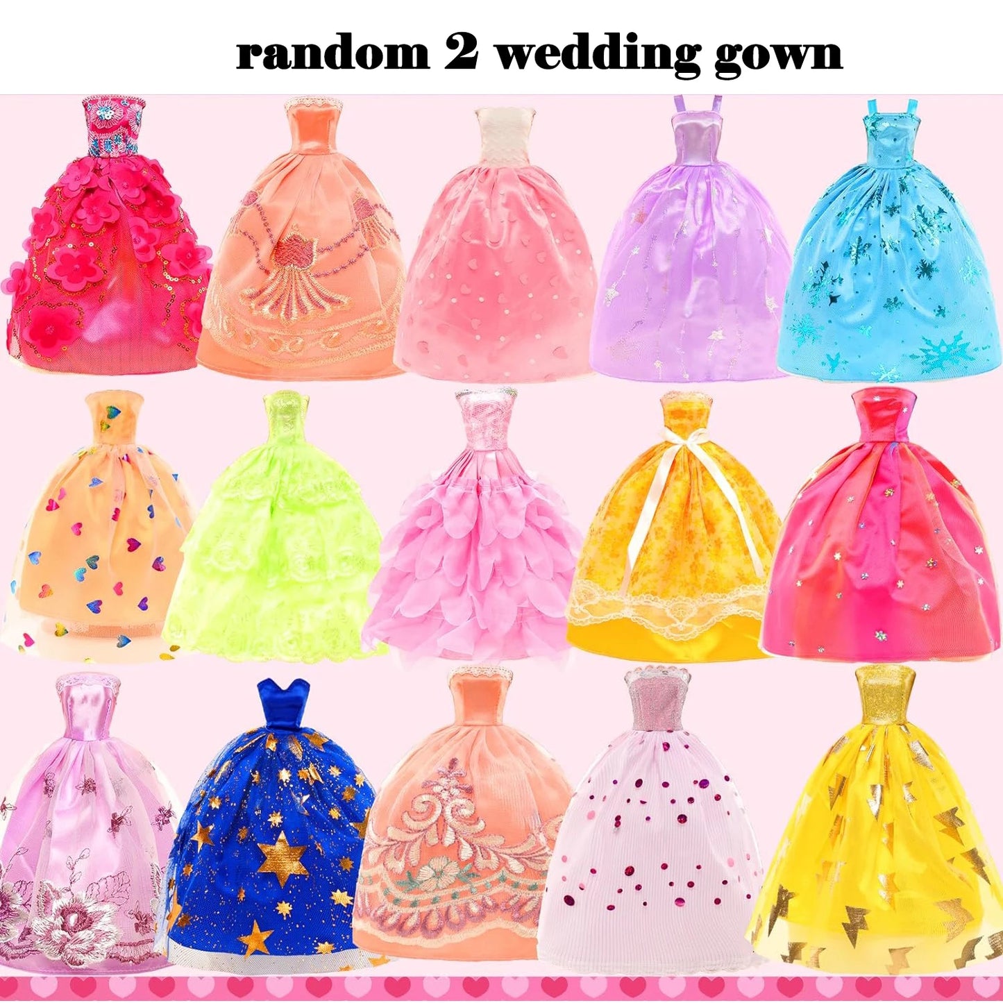 45PCS 11.5'' Doll Clothes =2 Wedding Gown 2 Tops 2 Pants 2 Dress 2 Swimsuit 5 Braces Skirt 10 shoes 22 Accessories for Barbie