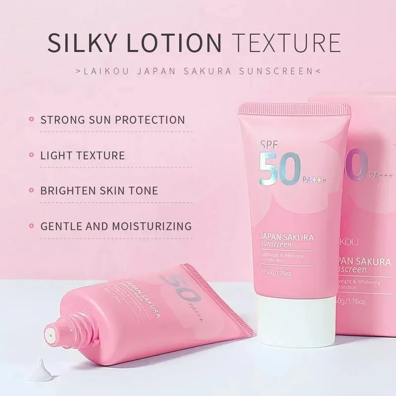 Laikou Sakura Moisturizer Sunscreen Cream Protector Facial Sun Block Spf50 Gel Isolation Lotion Face Suncream