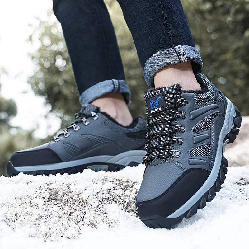 Men Classic Casual Leather Shoes Outdoor Winter Warm Fur Non-slip Sneaker Women Autumn Gym Cowboys Shoes Boys Breathable