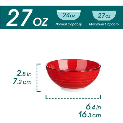 Ceramic Cereal Bowls for Kitchen, Tableware, 6 Plates, Dinner Sets, Utensils, Dining Bar, Home, Garden, 27 Oz, Free Shipping