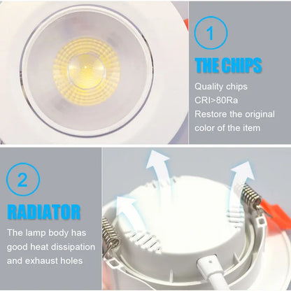 10pcs LED downlight 5W 7W 9W 12W Angle adjustable ceiling light spotlights 3W rotating AC220V 110V indoor lighting