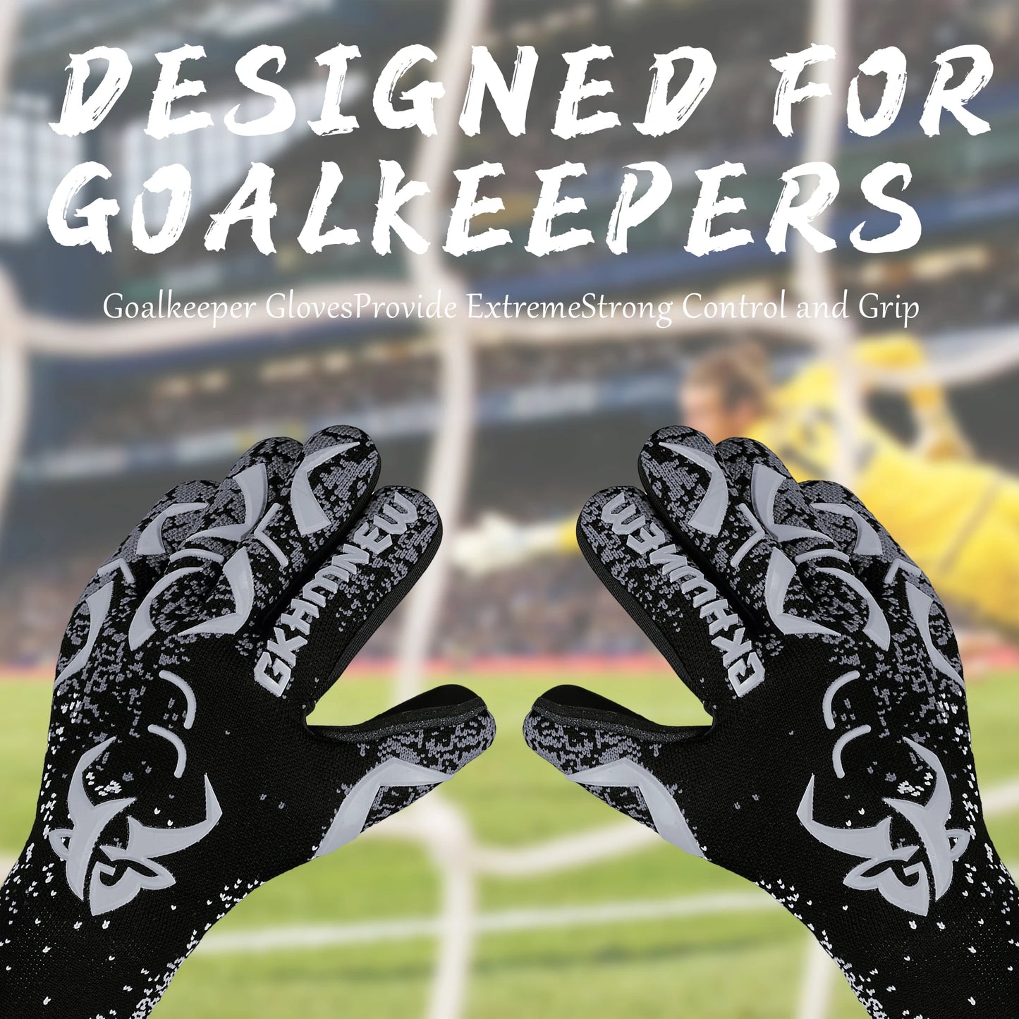 Soccer Goalie Gloves Youth Adults, 4+3mm Super Grip High Performance Goalkeeper Gloves, Breathable Soccer Gloves