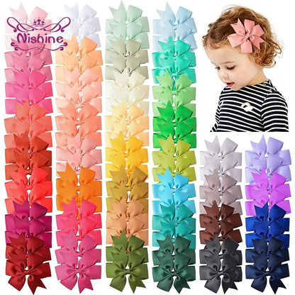 10pcs/lot Baby Girls Hair Bows Hairpins 3.2" Grosgrain Ribbon Pinwheel Toddler Clips Children Kids Accessories Gifts Photo Props