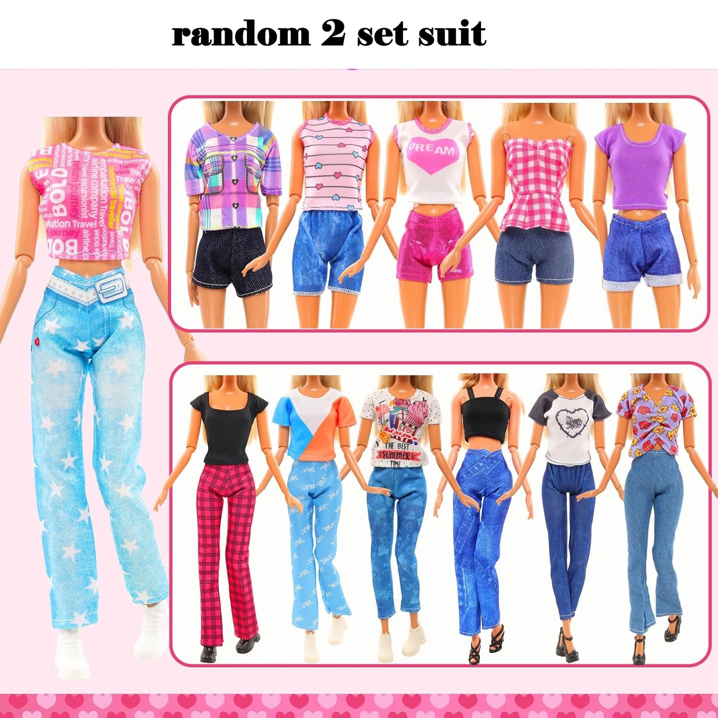 45PCS 11.5'' Doll Clothes =2 Wedding Gown 2 Tops 2 Pants 2 Dress 2 Swimsuit 5 Braces Skirt 10 shoes 22 Accessories for Barbie