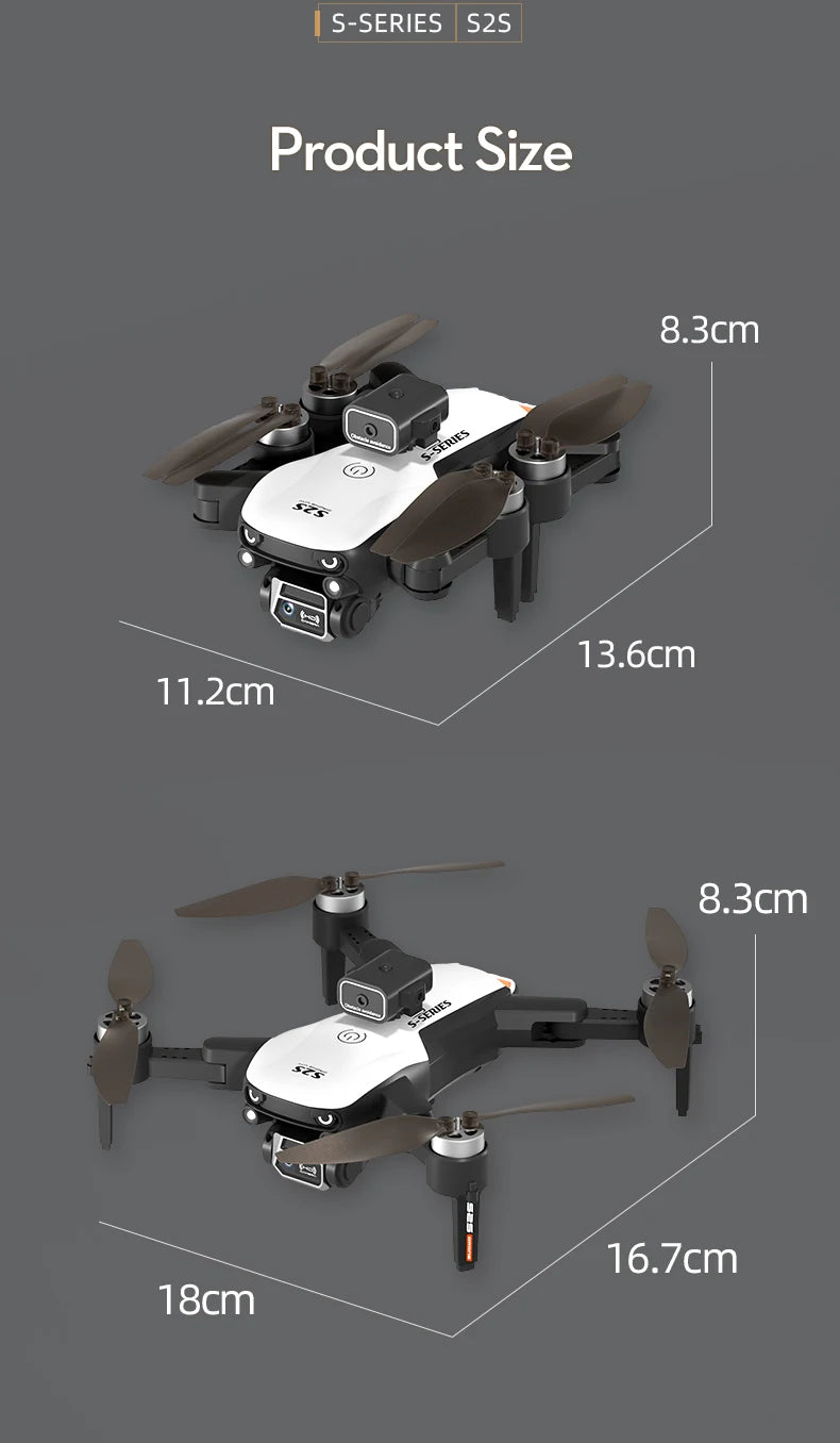 New S2S Mini Drone Profesional 8K HD Camera Fly 25Min Obstacle Avoidance Brushless Foldable Quadcopter Optical Flow RC Dron