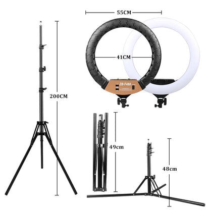 22inch Photo Rings Light With 2M Tripd 3200-6500K Color Temperature Brightness Lamp for Studio Shooting /Streaming Live