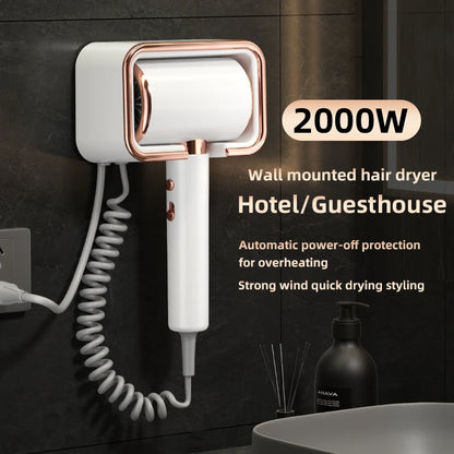 Hotel, Hotel, Non Perforated Wall Mounted Hair Dryer, Home Bathroom, High Wind Blue Light Hair Care Hair Dryer