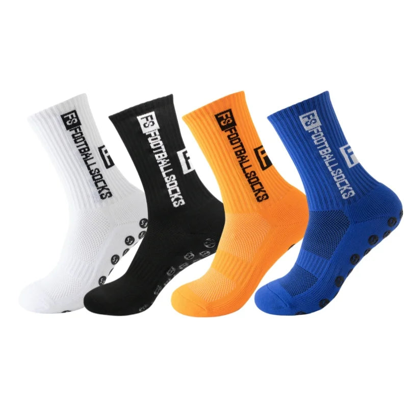 4Pairs/Lot FS Football Socks New Style Round Silicone Suction Cup Grip Anti Slip Soccer Socks Sports Men Baseball Rugby Socks