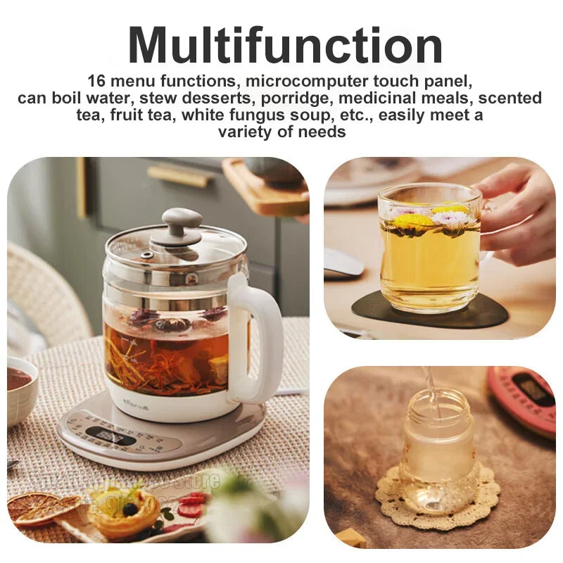 Bear Electric Kettle Multifunction Health Pot 1.5L Desert Flower Tea Stew Soup Porridge Cooker 24H Reservation For Kitchen