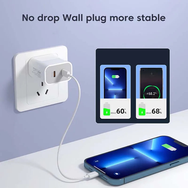 40W USB C Charger Dual Type C PD Fast Charging Charger Wall Adapter For iPhone 15 iPad Samsung Xiaomi 10A USB C Charging Cable