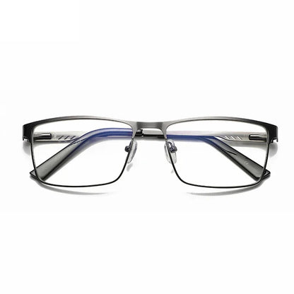 Leg Elderly Presbyopia Glasses Men Square Metal Large Frame Reading Spring Blue Light Blocking Eye Protection Eyeglasses