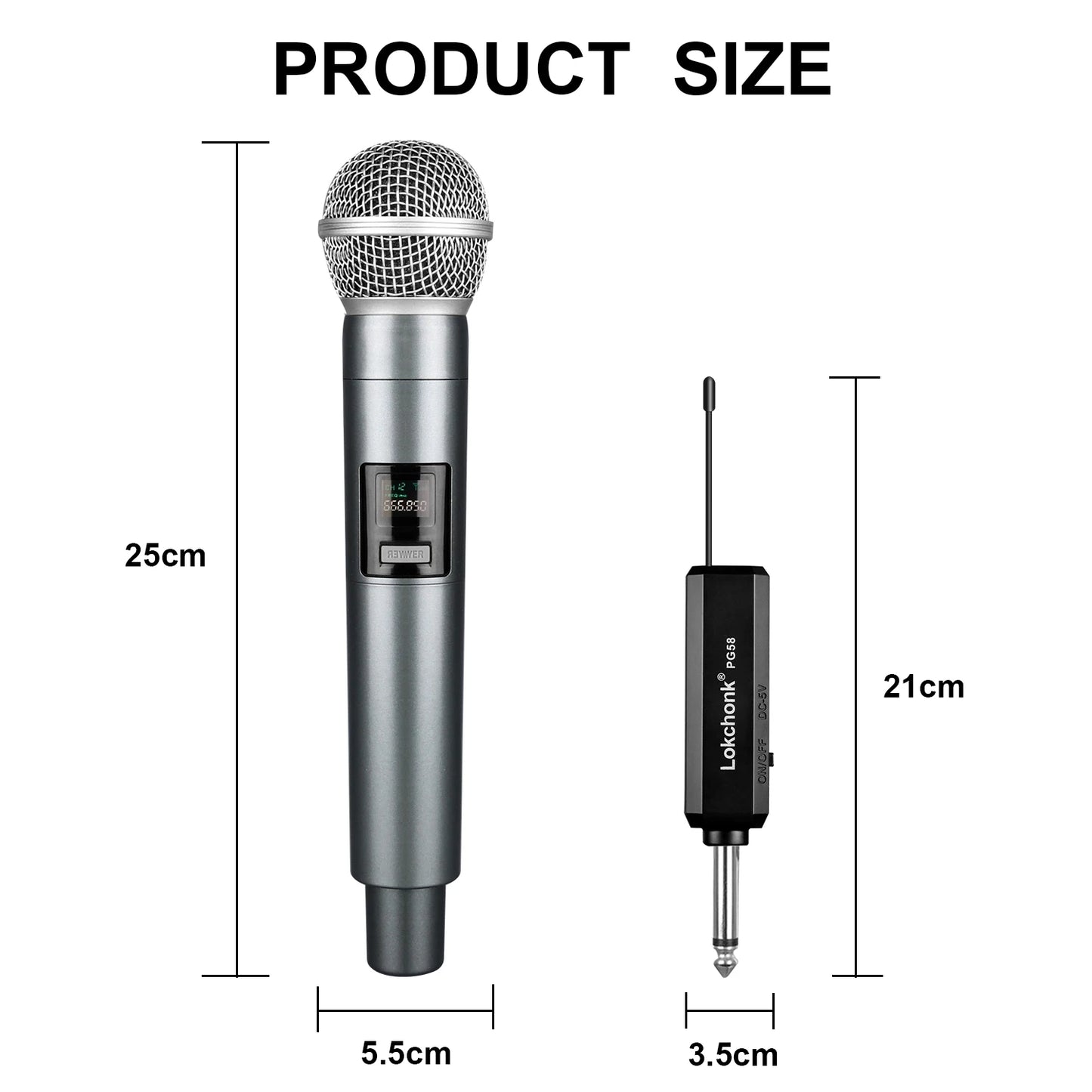 PG58 Professional Wireless Microphone 2 Channels UHF Fixed Frequency Handheld Mic Micphone For Party Karaoke Church Show Meeting