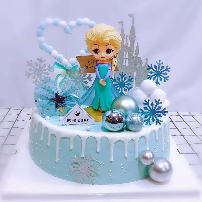 Disney Frozen Theme Cake Decoration Anna Elsa Princess Furnishing Articles Caketopper For Girl Birthday Party Cake Decor Supplie