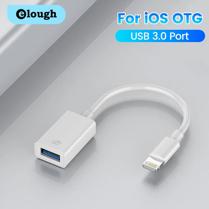 Elough OTG Adapter for iPhone 15 Lightning Male to USB 3.0 Adapter Data Transfer Fast Charging cable USB Adaptador for iPad