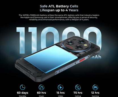 Oukitel WP35 Rugged Smartphone, 5G, 11000mAh, 24GB + 256GB, Andiron 14, 64 MP, NFC Cell Phone