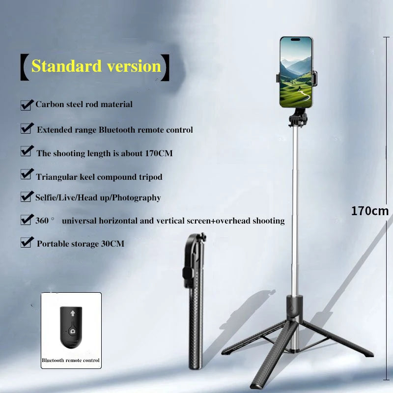 Selfie Stick Travel Portable Mobile Phone Selfie Stick Artifact 360 Degree Universal Axis Rotating Landing Tripod ﻿