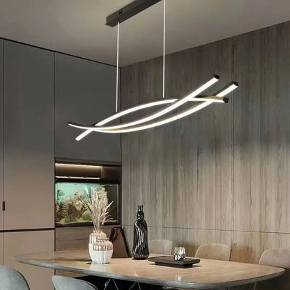 Living Room chandelier Nordic modern simple high-end restaurant a word strip light geometry bar minimalist table chandelier