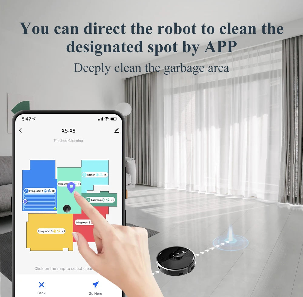 Robot vacuum cleaner ABIR X8, Smart Home Appliance,TOF Wisdom, Zone Sweeping, Restricted Area Mapping , UV Cleaning ,Carpet Wash