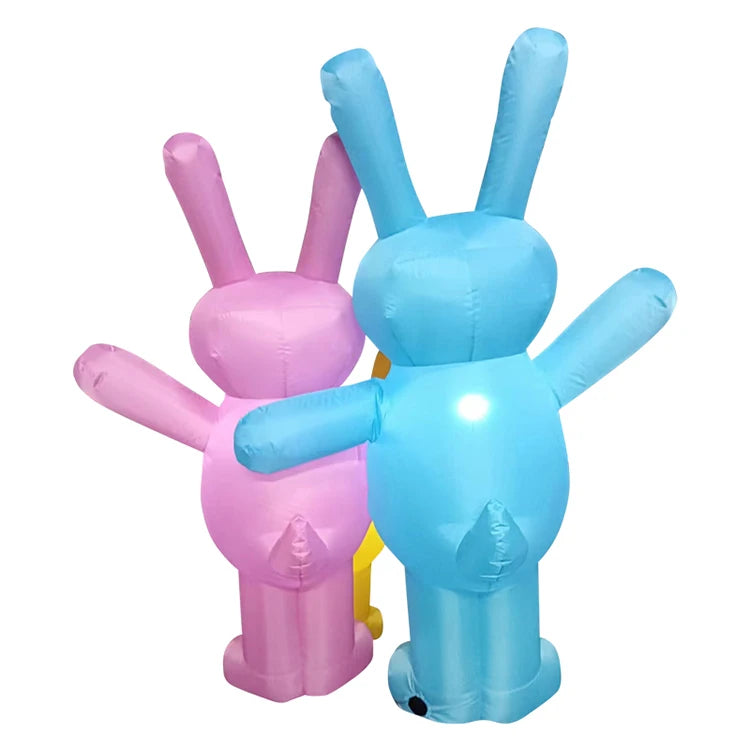 2024 Happy Easter Celebration Decoration LED Light Giant Easter Egg Bunny Rabbit Inflatable Toy for Outdoor Home Garden Ornament