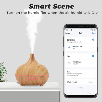 Tuya Smart Humidifier Essential Oils with Colorgul LED Light WiFi Aroma Diffuser Timer Wireless Control Work with Alexa Google