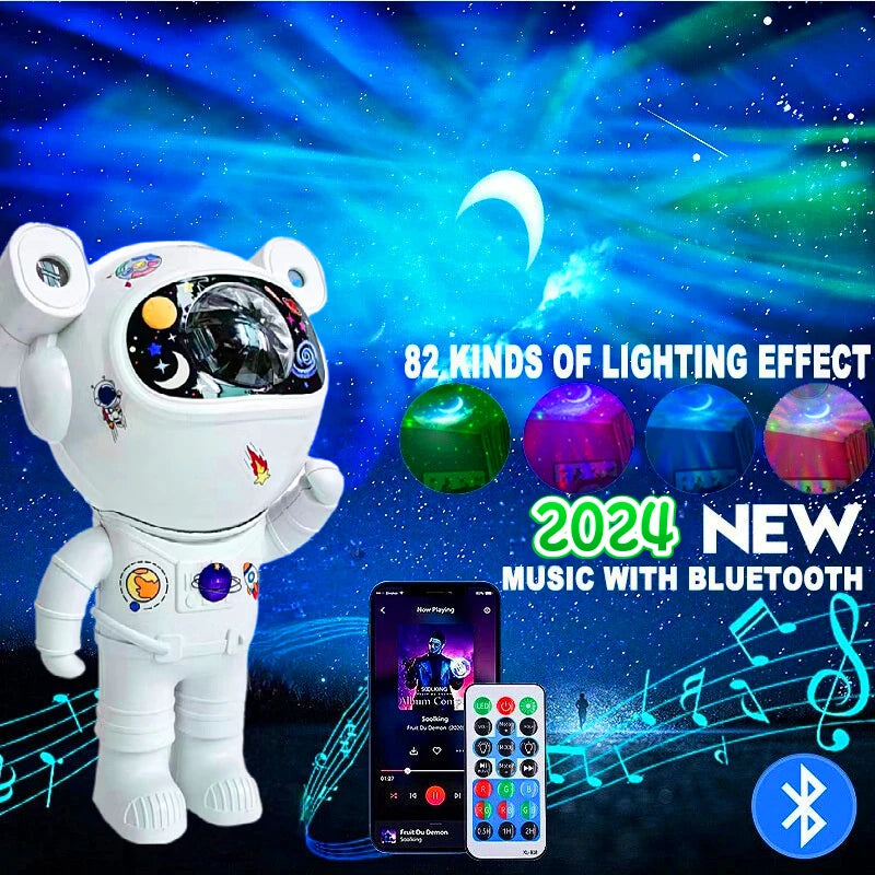 Bluetooth Astronaut Star Light Projector LED Bedroom Ambiance Night Light Aurora Moon Nebula Galaxy Lighting for Kids