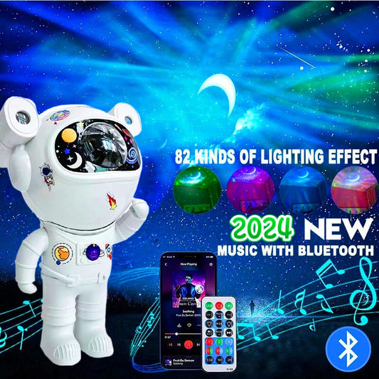 Bluetooth Astronaut Star Light Projector LED Bedroom Ambiance Night Light Aurora Moon Nebula Galaxy Lighting for Kids