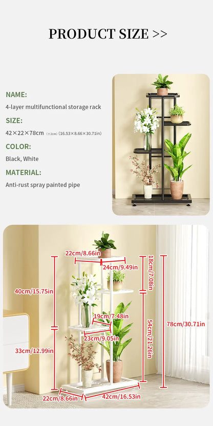 Cordlal Shining Stand For Flowers Iron 6/7/8Layers Plant Holder Storage Shelf Pot Rack Organizer Home Garden Decoration