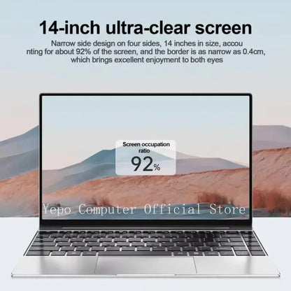 2025 New Laptop Global Version Intel N3700 Ultra Thin 14.1-inch HD Screen 16G+2048G DDR4 High Speed WIFI 5+Office computer