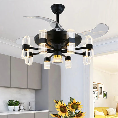 TYLA Modern Ceiling Fan With Light And Control LED Fixtures 220V 110V Decorative For Home Living Room Bedroom Restaurant