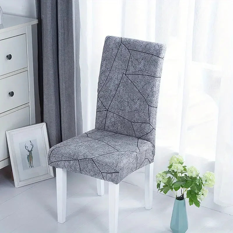 1/2/6Pcs Dining Chair Cover Print Elastic Chair Slipcover Case Stretch Chair Covers for Wedding Hotel Banquet